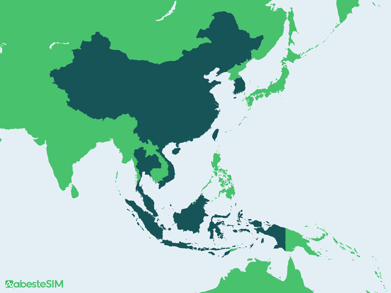 Asia 10 Regions eSIM Coverage Map