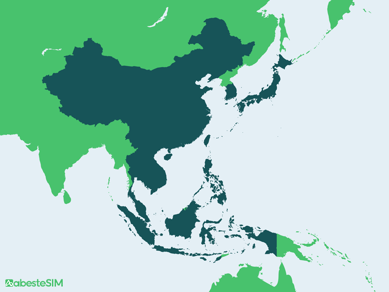 Asia 14 Regions eSIM Coverage Map