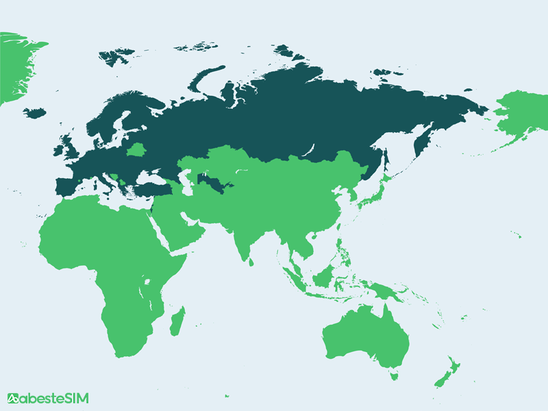 Europe 49 Destinations eSIM Coverage Map