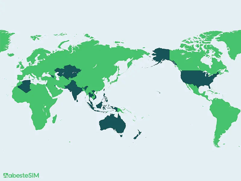 Global 24 Destinations eSIM Coverage Map
