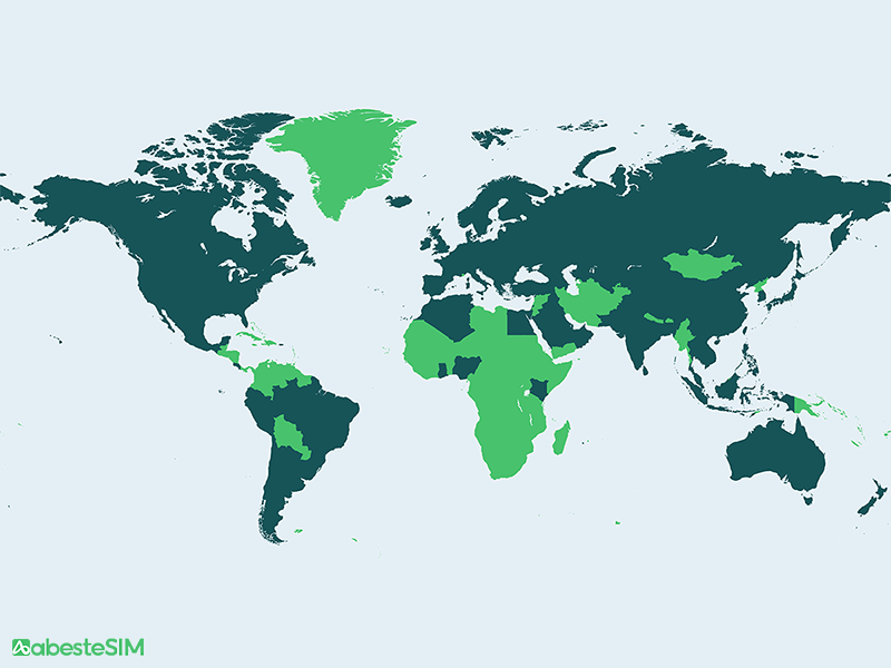Global (108 Destinations) eSIM Coverage Map