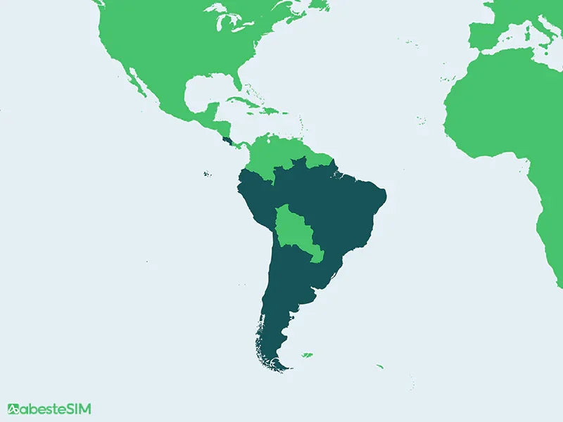 Latin America 7 Countries eSIM Coverage Map