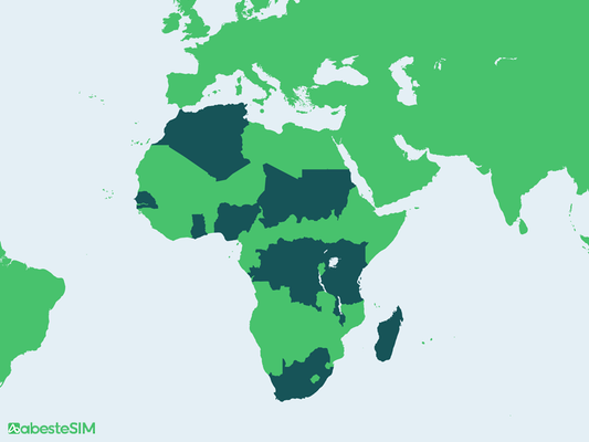 Africa 16 Countries eSIM Coverage Map