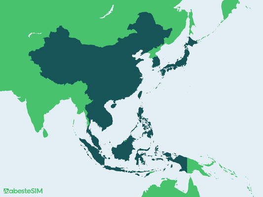 Asia 14 Regions eSIM Coverage Map