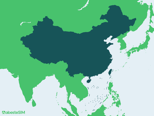 Greater China (Mainland, Hongkong, Macau, Taiwan) eSIM Coverage Map