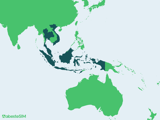 Southeast Asia 5 Countries eSIM Coverage Map